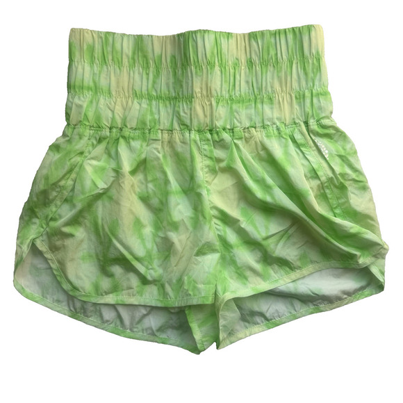 Free People FP Movement The Way Home Shorts Neon Green Tie Dye Athletic Gym S - Picture 1 of 7